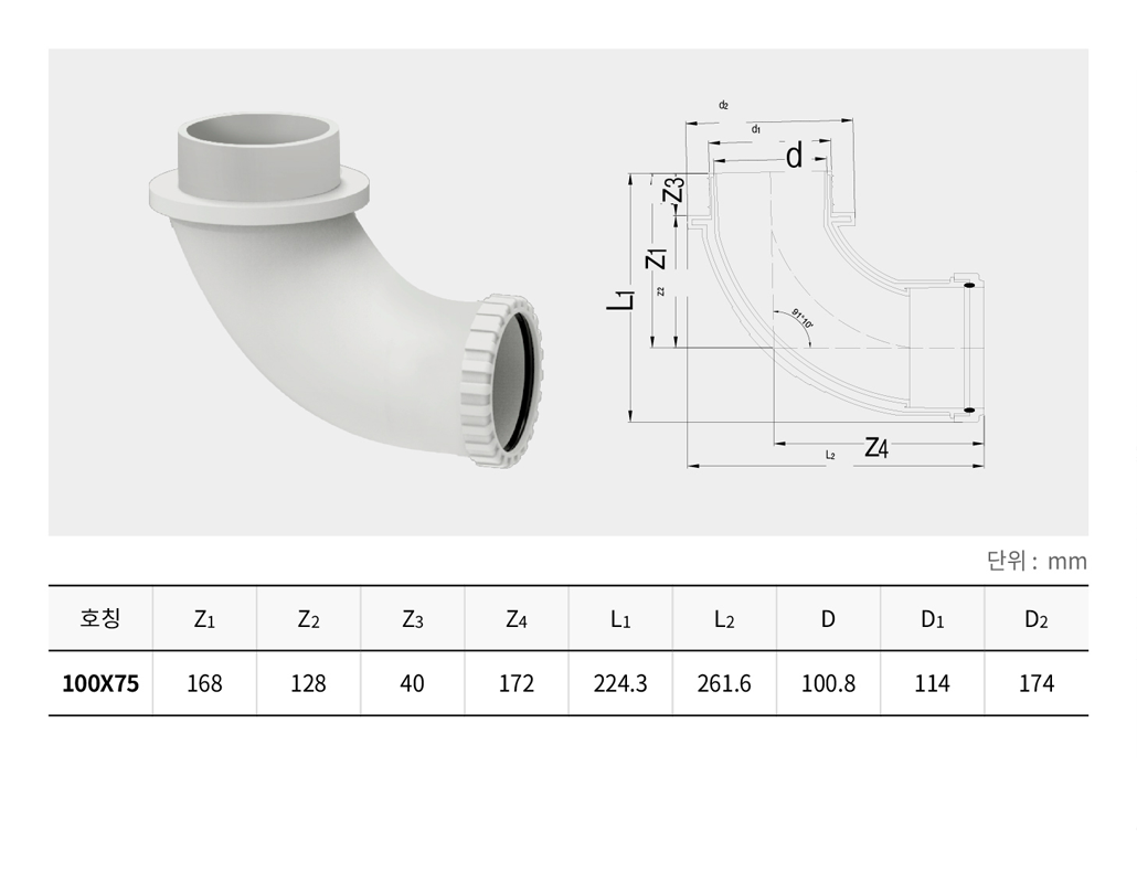 GLS LLS-N Long Sweep/Sleeve Type, Triple Elbow