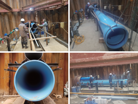 Project of pipeline under railroad track (LH) Installed 20 pcs of 630 mm iPVC Water Pipe